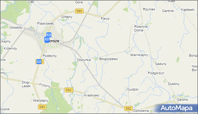 mapa Błogoszewo, Błogoszewo na mapie Targeo