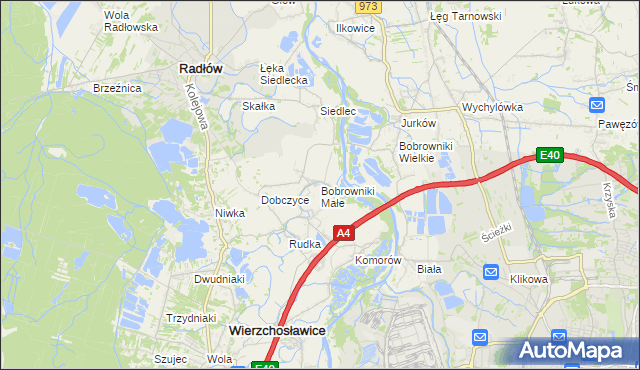 mapa Bobrowniki Małe, Bobrowniki Małe na mapie Targeo