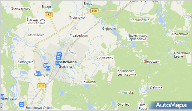 mapa Boduszewo, Boduszewo na mapie Targeo