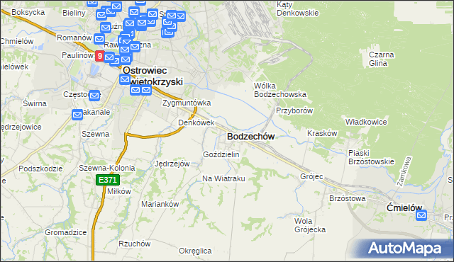 mapa Bodzechów, Bodzechów na mapie Targeo