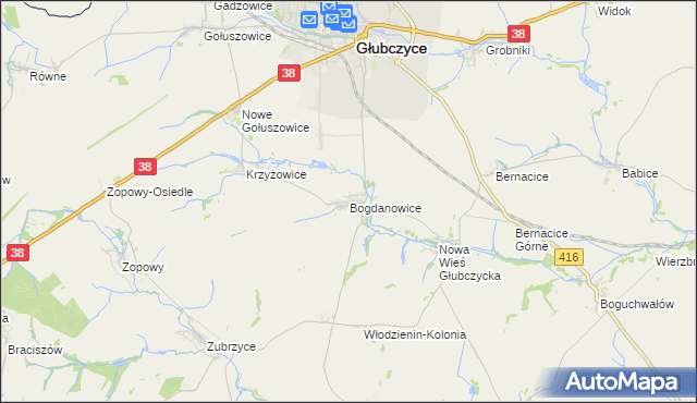 mapa Bogdanowice, Bogdanowice na mapie Targeo