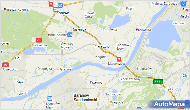 mapa Bogoria gmina Łoniów, Bogoria gmina Łoniów na mapie Targeo