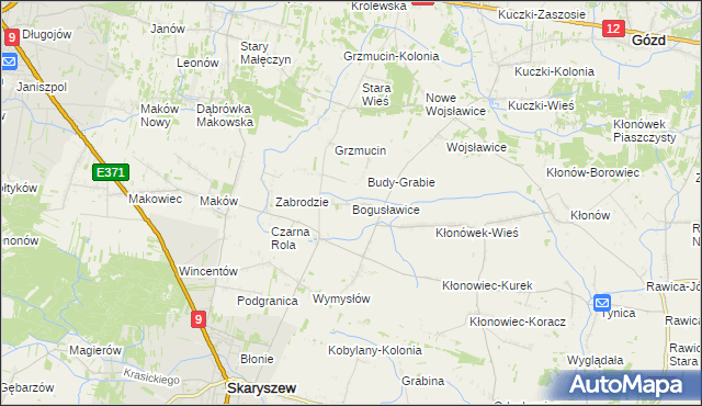 mapa Bogusławice gmina Skaryszew, Bogusławice gmina Skaryszew na mapie Targeo