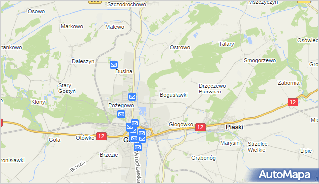 mapa Bogusławki gmina Gostyń, Bogusławki gmina Gostyń na mapie Targeo