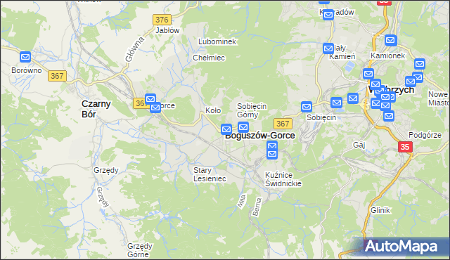 mapa Boguszów-Gorce, Boguszów-Gorce na mapie Targeo