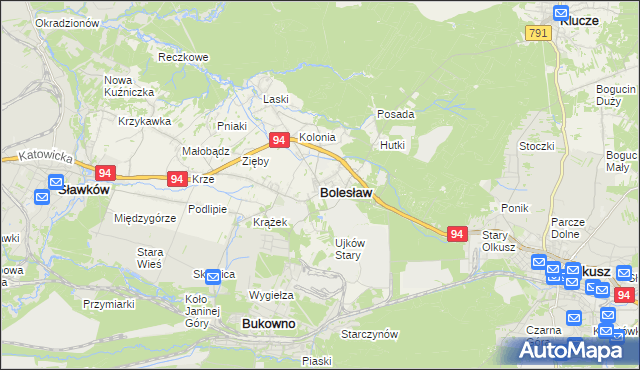 mapa Bolesław powiat olkuski, Bolesław powiat olkuski na mapie Targeo