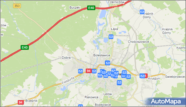 mapa Bolesławice gmina Bolesławiec, Bolesławice gmina Bolesławiec na mapie Targeo