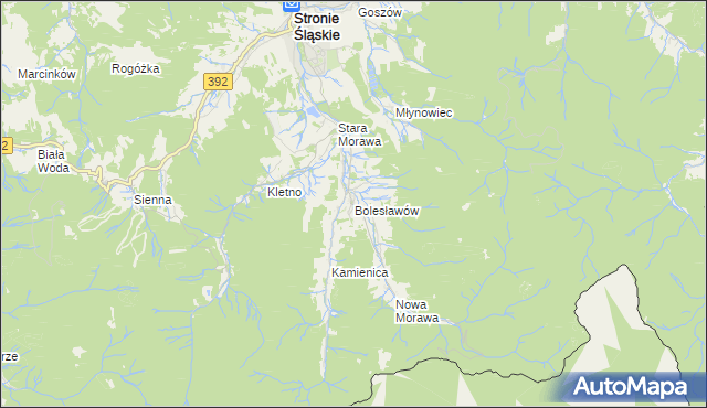 mapa Bolesławów gmina Stronie Śląskie, Bolesławów gmina Stronie Śląskie na mapie Targeo