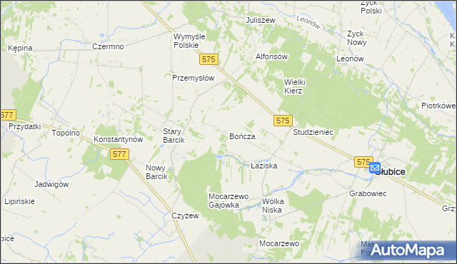 mapa Bończa gmina Słubice, Bończa gmina Słubice na mapie Targeo