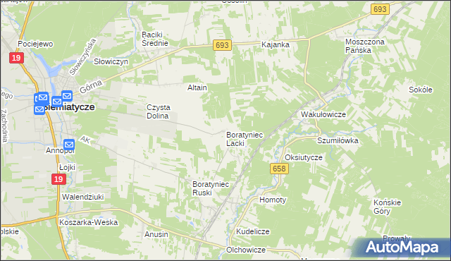 mapa Boratyniec Lacki, Boratyniec Lacki na mapie Targeo