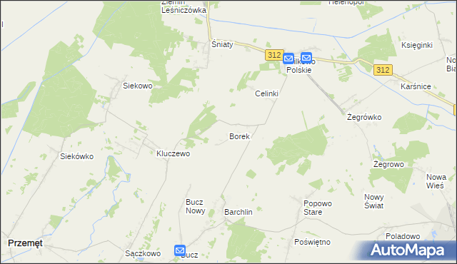 mapa Borek gmina Przemęt, Borek gmina Przemęt na mapie Targeo