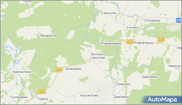 mapa Borkowo Lęborskie, Borkowo Lęborskie na mapie Targeo