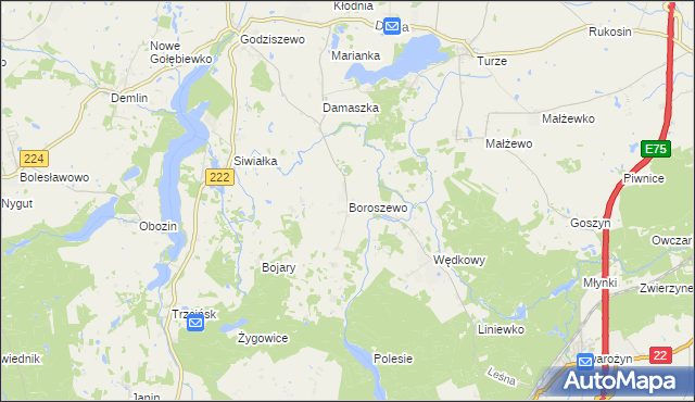 mapa Boroszewo, Boroszewo na mapie Targeo