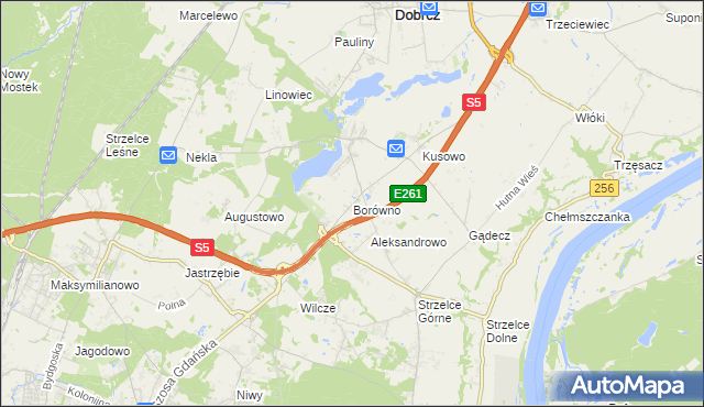 mapa Borówno gmina Dobrcz, Borówno gmina Dobrcz na mapie Targeo