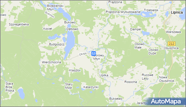 mapa Borowy Młyn gmina Lipnica, Borowy Młyn gmina Lipnica na mapie Targeo