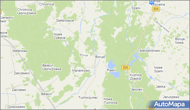 mapa Boruja, Boruja na mapie Targeo