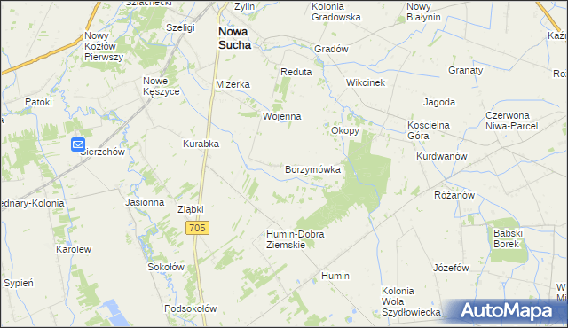 mapa Borzymówka, Borzymówka na mapie Targeo