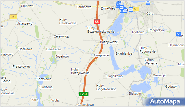 mapa Bożejewice gmina Żnin, Bożejewice gmina Żnin na mapie Targeo