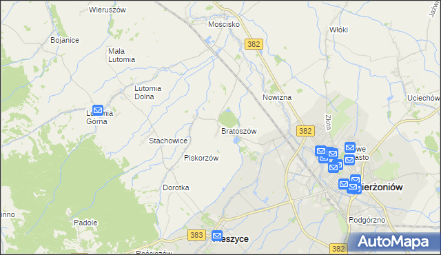 mapa Bratoszów, Bratoszów na mapie Targeo