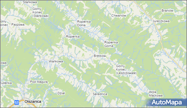 mapa Brelików, Brelików na mapie Targeo