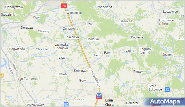 mapa Breń gmina Lisia Góra, Breń gmina Lisia Góra na mapie Targeo