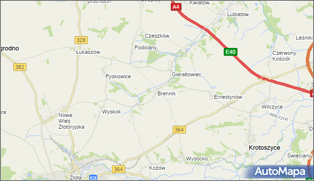 mapa Brennik gmina Złotoryja, Brennik gmina Złotoryja na mapie Targeo