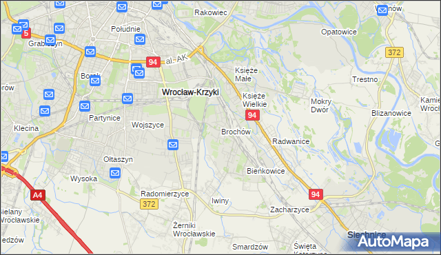 mapa Brochów gmina Wrocław, Brochów gmina Wrocław na mapie Targeo