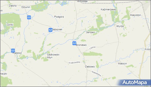mapa Broniewo gmina Sadki, Broniewo gmina Sadki na mapie Targeo