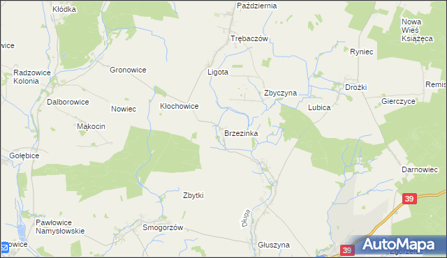 mapa Brzezinka gmina Namysłów, Brzezinka gmina Namysłów na mapie Targeo
