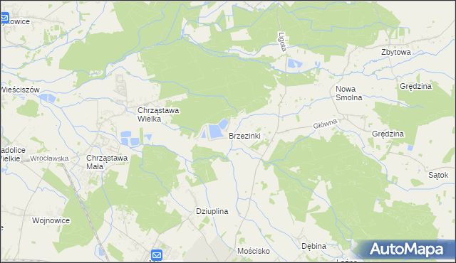 mapa Brzezinki gmina Jelcz-Laskowice, Brzezinki gmina Jelcz-Laskowice na mapie Targeo