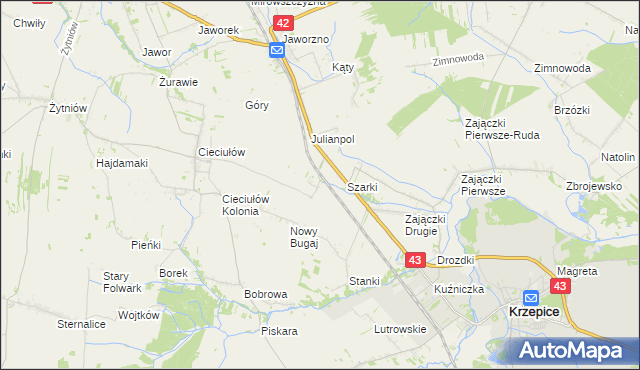 mapa Brzeziny Cieciułowskie, Brzeziny Cieciułowskie na mapie Targeo