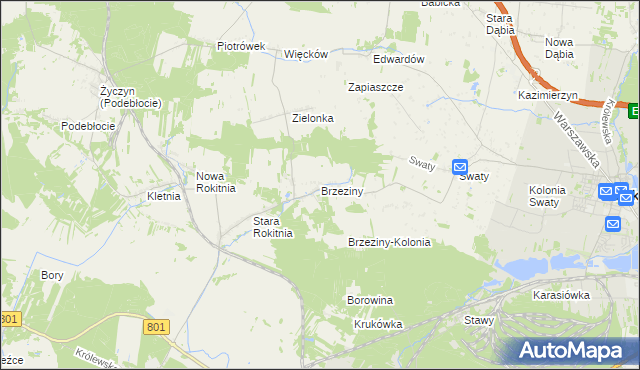 mapa Brzeziny gmina Stężyca, Brzeziny gmina Stężyca na mapie Targeo