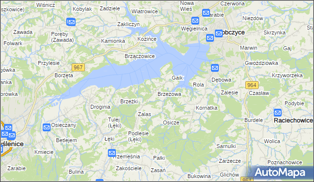 mapa Brzezowa gmina Dobczyce, Brzezowa gmina Dobczyce na mapie Targeo