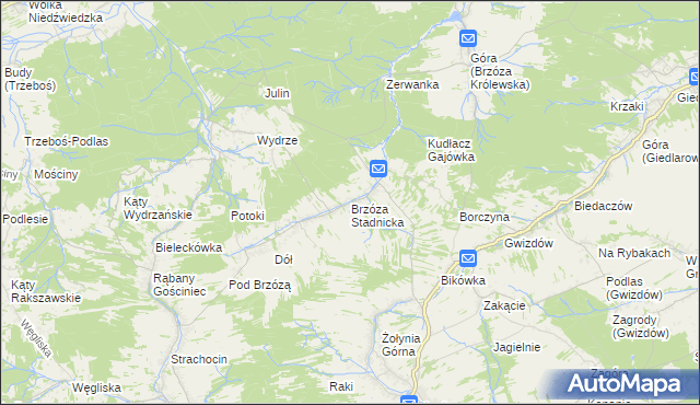 mapa Brzóza Stadnicka, Brzóza Stadnicka na mapie Targeo