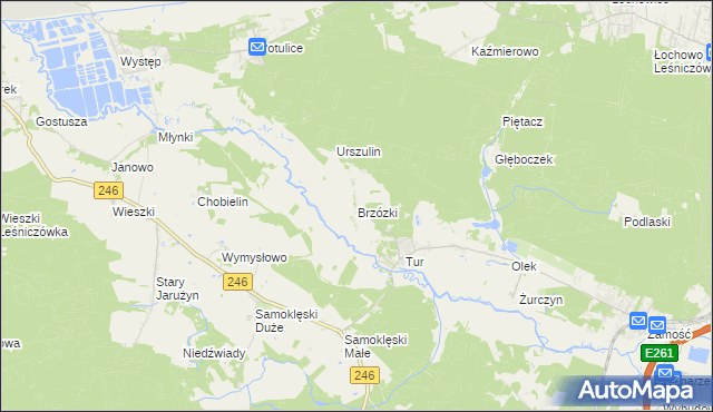 mapa Brzózki gmina Szubin, Brzózki gmina Szubin na mapie Targeo