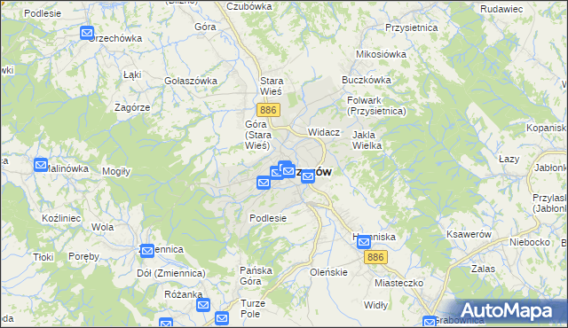 mapa Brzozów, Brzozów na mapie Targeo