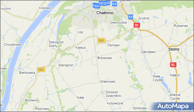 mapa Brzozowo gmina Kijewo Królewskie, Brzozowo gmina Kijewo Królewskie na mapie Targeo