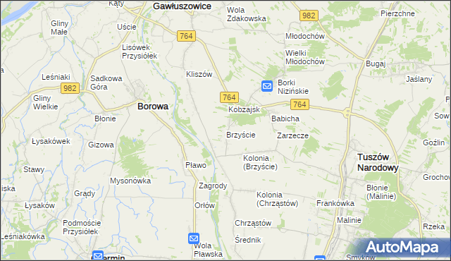 mapa Brzyście gmina Gawłuszowice, Brzyście gmina Gawłuszowice na mapie Targeo