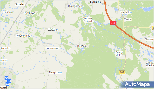 mapa Buczek gmina Białogard, Buczek gmina Białogard na mapie Targeo