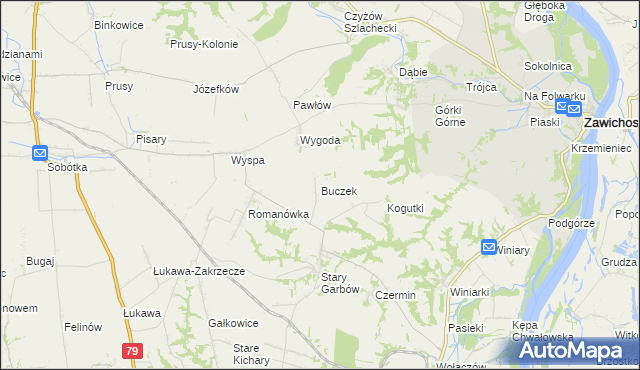 mapa Buczek gmina Dwikozy, Buczek gmina Dwikozy na mapie Targeo