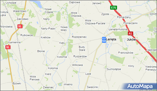 mapa Budy Stare gmina Łanięta, Budy Stare gmina Łanięta na mapie Targeo