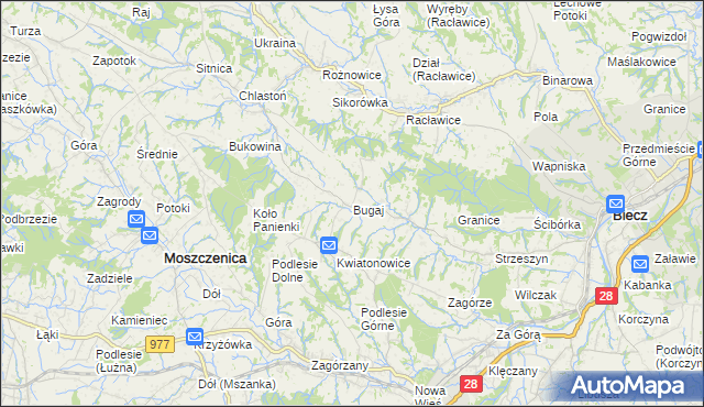 mapa Bugaj gmina Biecz, Bugaj gmina Biecz na mapie Targeo