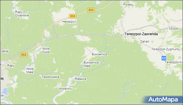 mapa Bukownica gmina Tereszpol, Bukownica gmina Tereszpol na mapie Targeo