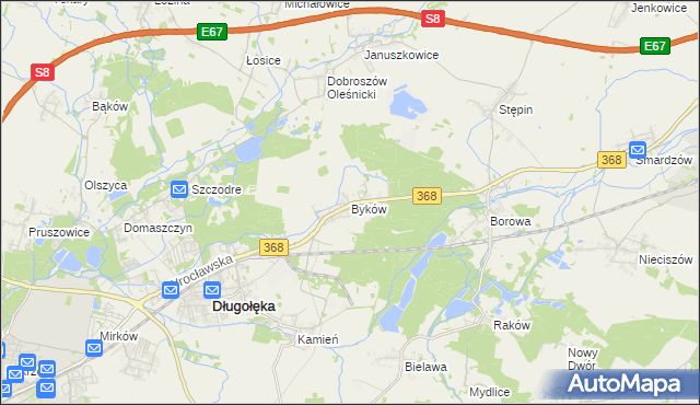 mapa Byków, Byków na mapie Targeo