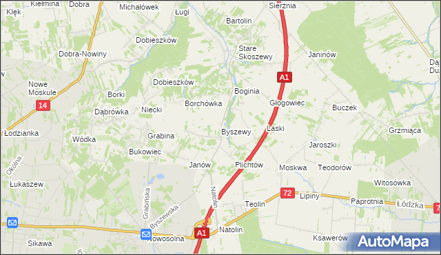 mapa Byszewy, Byszewy na mapie Targeo