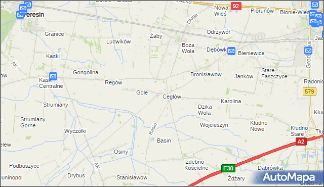 mapa Cegłów gmina Baranów, Cegłów gmina Baranów na mapie Targeo