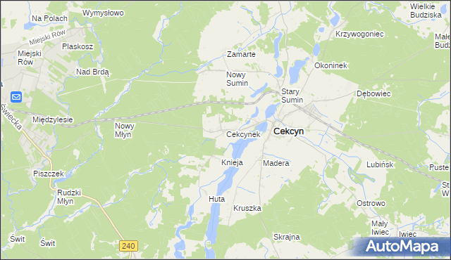 mapa Cekcynek, Cekcynek na mapie Targeo