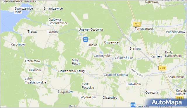 mapa Celestynów gmina Sławno, Celestynów gmina Sławno na mapie Targeo