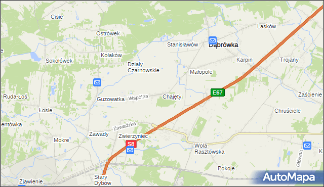 mapa Chajęty, Chajęty na mapie Targeo