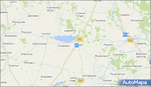 mapa Chalin gmina Dobrzyń nad Wisłą, Chalin gmina Dobrzyń nad Wisłą na mapie Targeo